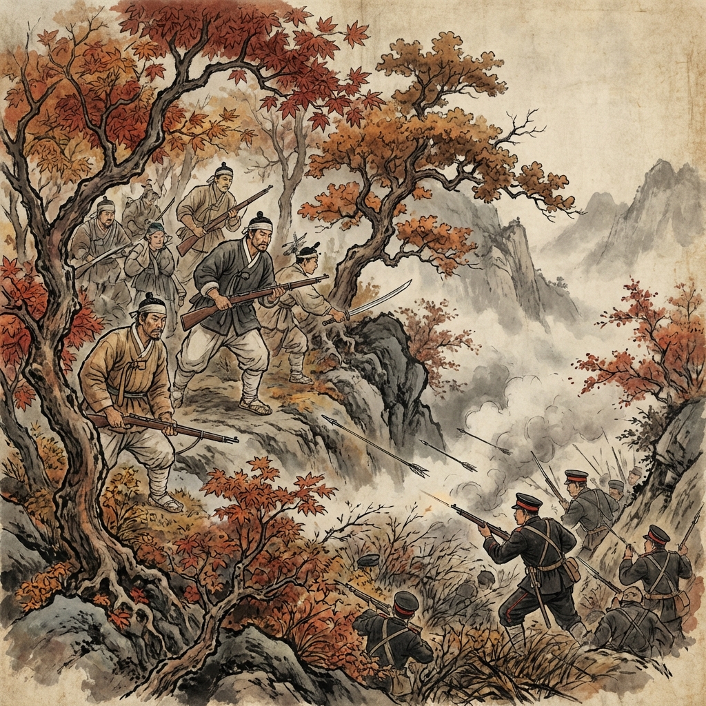 청산리 대첩과 독립군의 영광 (서기 1920년) 역사 자료 이미지