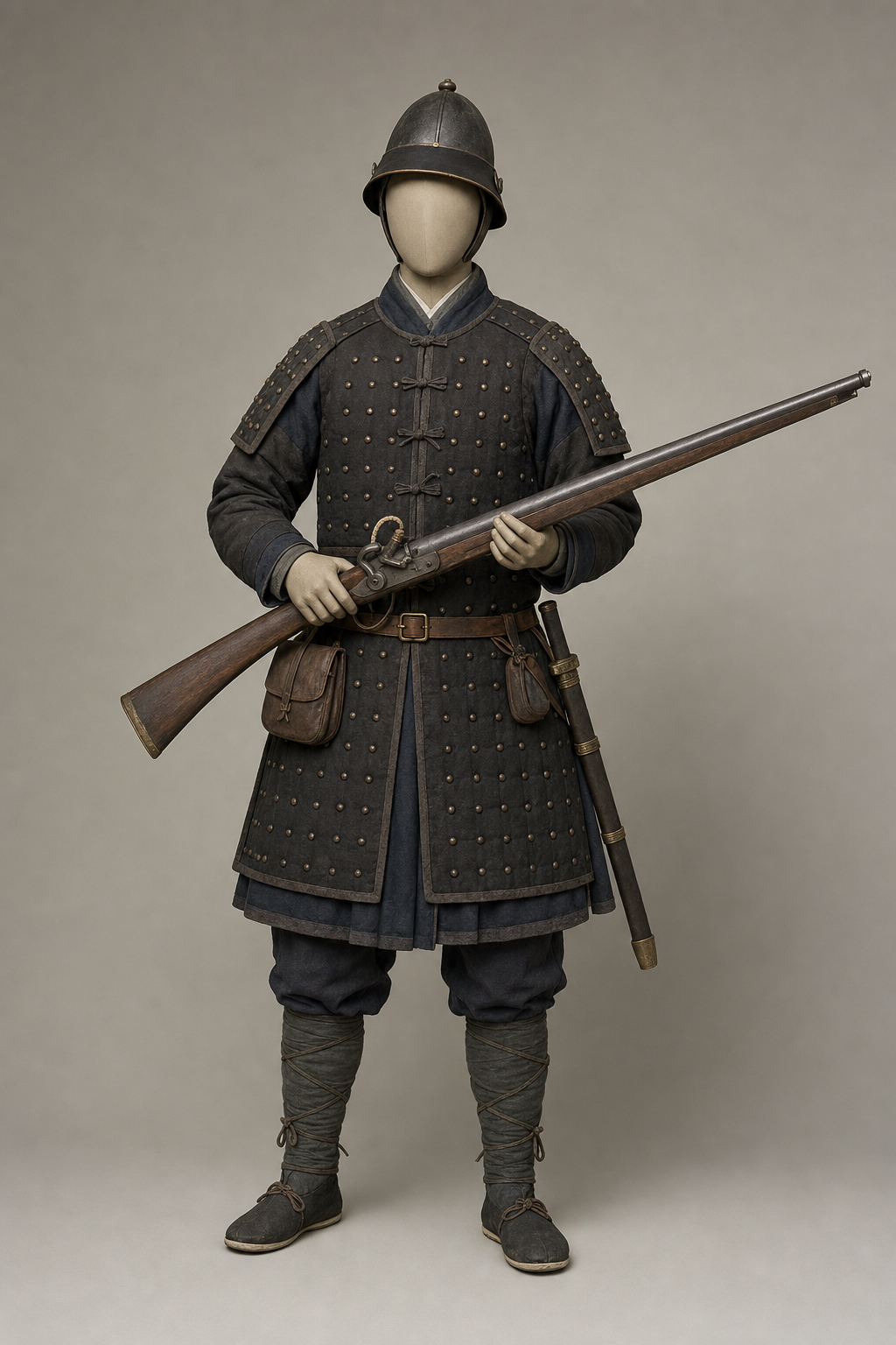 명(明) 화승총병 (Ming Firearm Infantryman) 복식과 무장 장비 복원 이미지