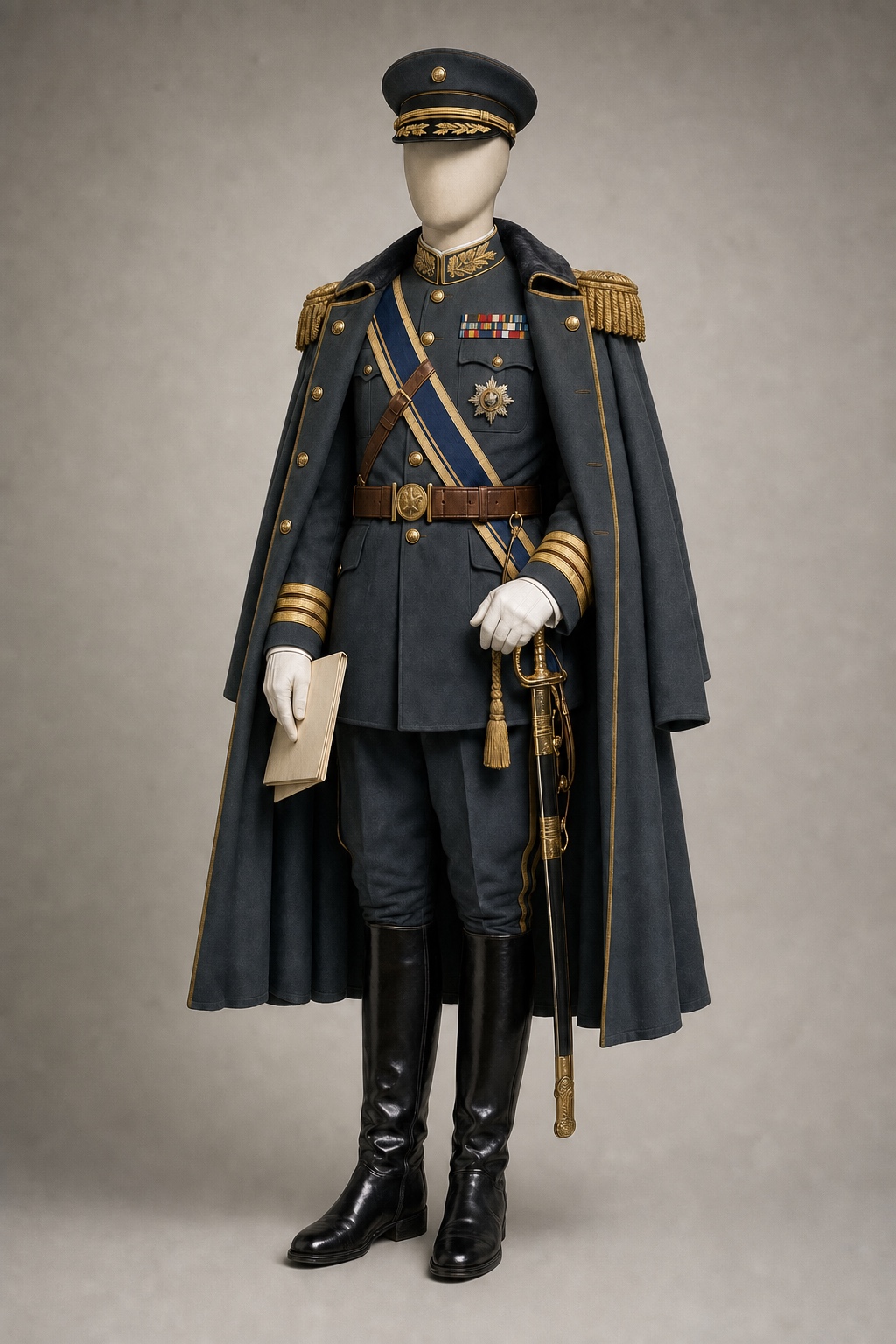 장제스 전시 지휘복 사진 (Chiang Kai-shek in Wartime Field Uniform) 복식과 무장 장비 복원 이미지