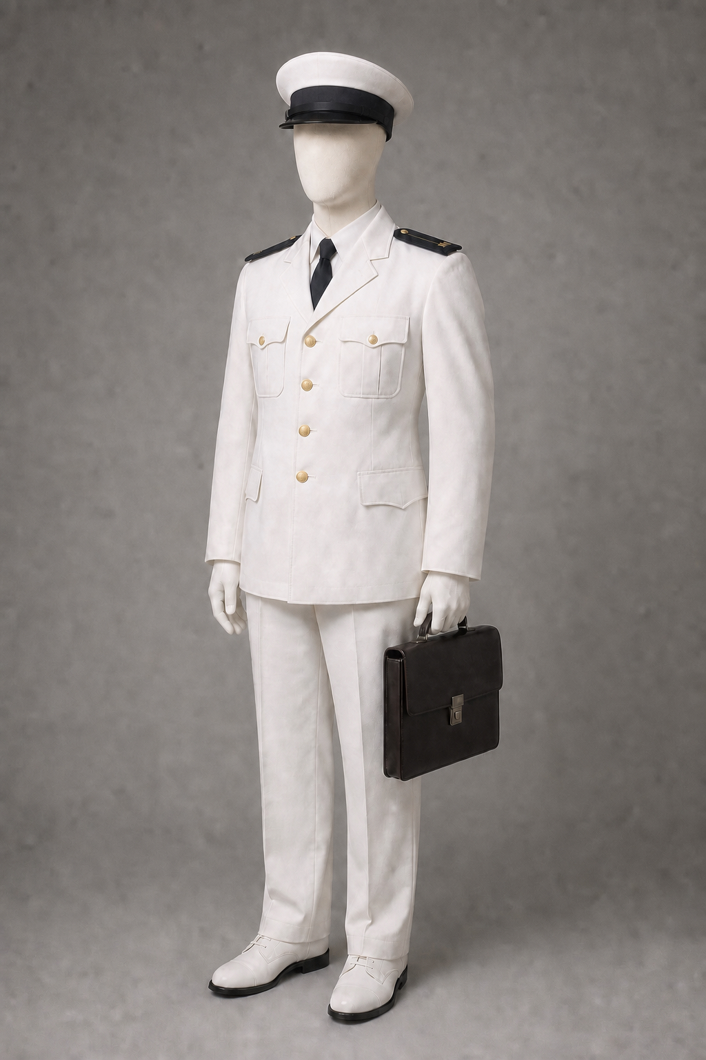 인민해방군 해군 장교 백색 상복 (PLA Navy Officer, White Service Dress) 복식과 무장 장비 복원 이미지