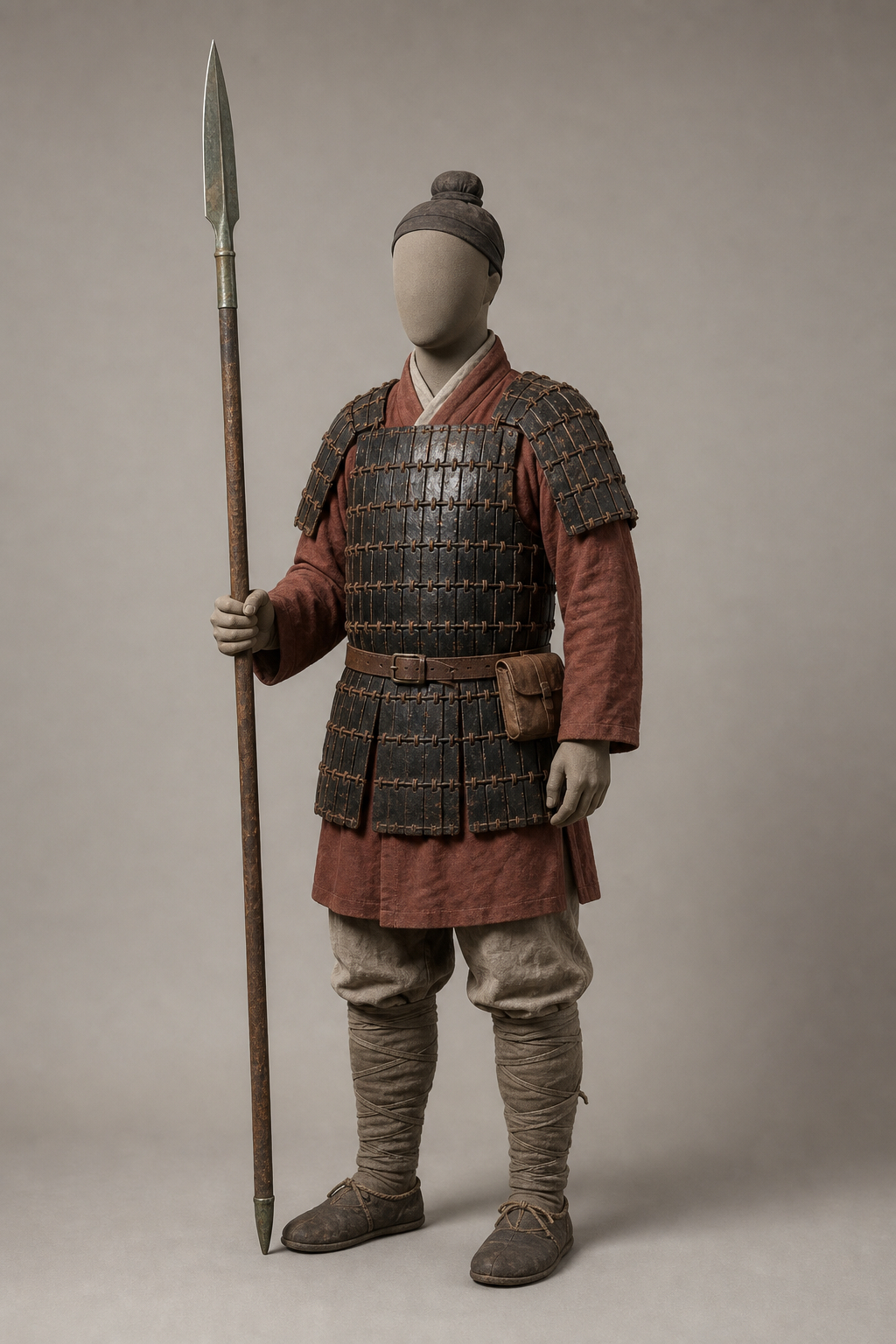 진(秦) 갑주 보병 (Qin Armored Infantryman) 복식과 무장 장비 복원 이미지