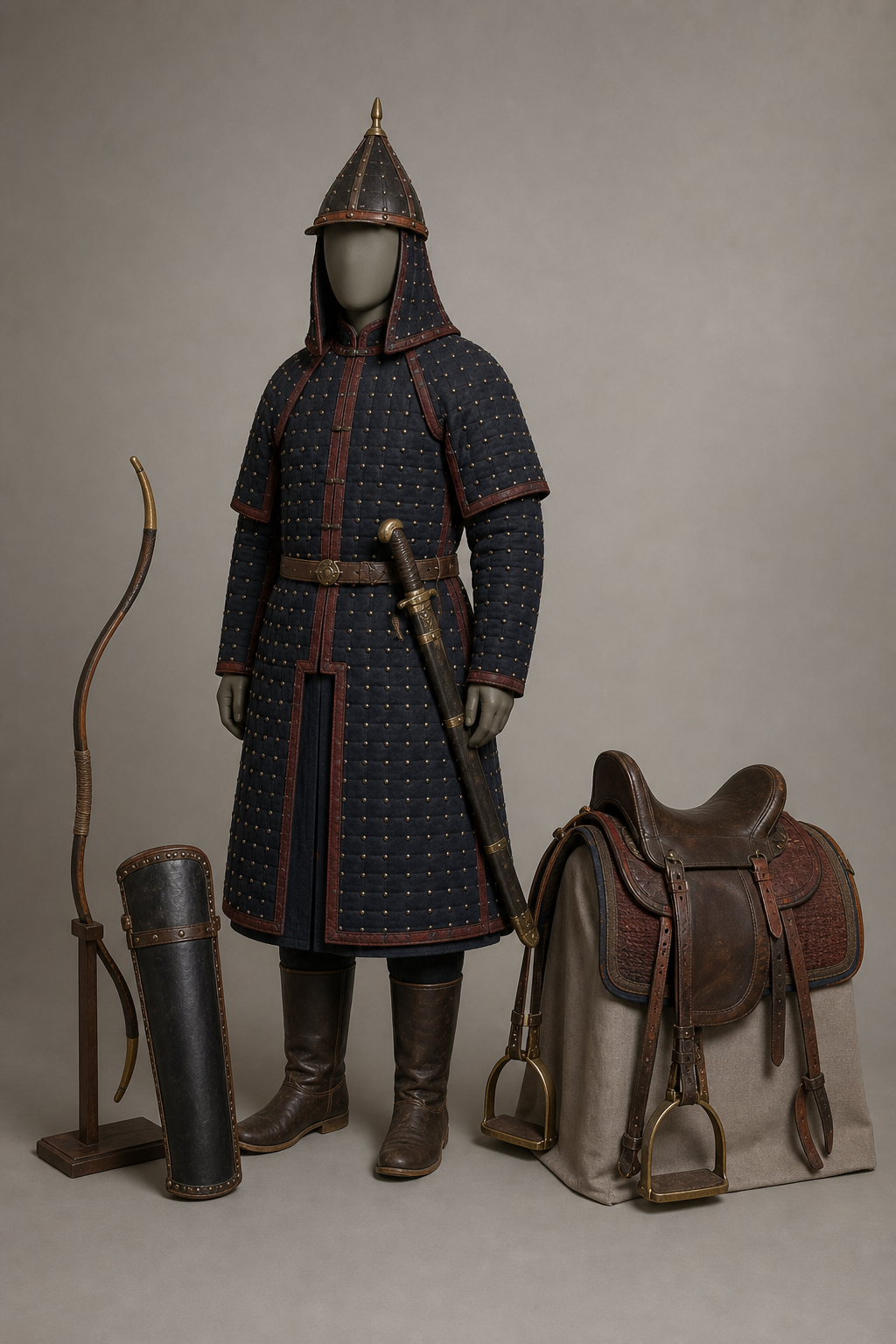 건륭기 청 기병 지휘관 전공도 도상 (Qianlong-era Qing Cavalry Commander in Battle Art) 복식과 무장 장비 복원 이미지