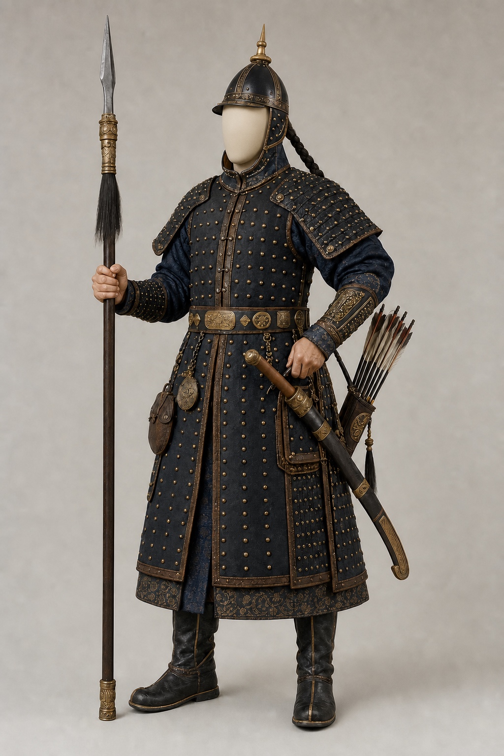 청대 고위 관원 정갑 의례복 (Qing High Official Ceremonial Dingjia) 복식과 무장 장비 복원 이미지