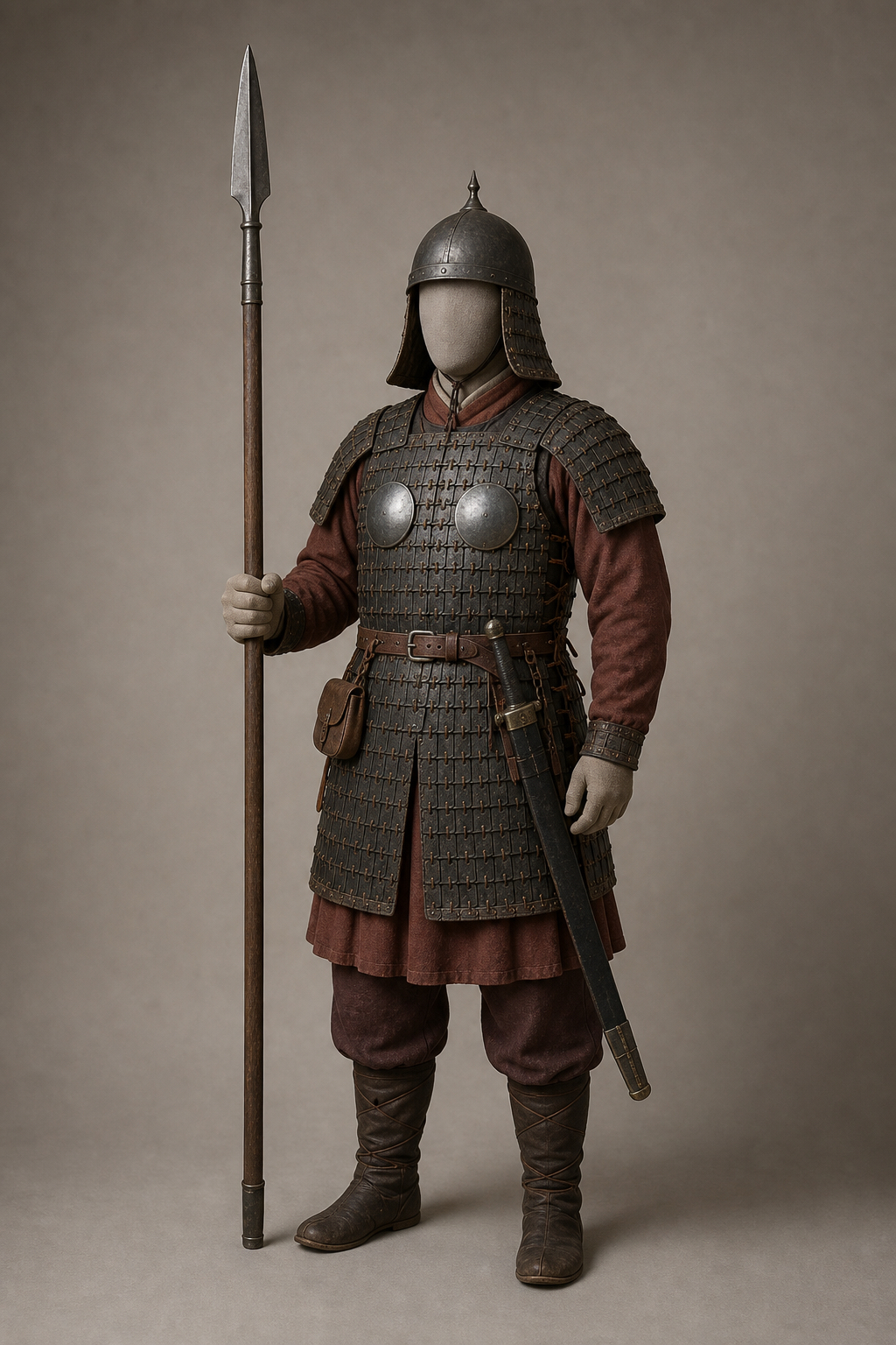 당(唐) 삼채 무사용 갑주 도상 (Tang Sancai Warrior-Figurine Armor) 복식과 무장 장비 복원 이미지