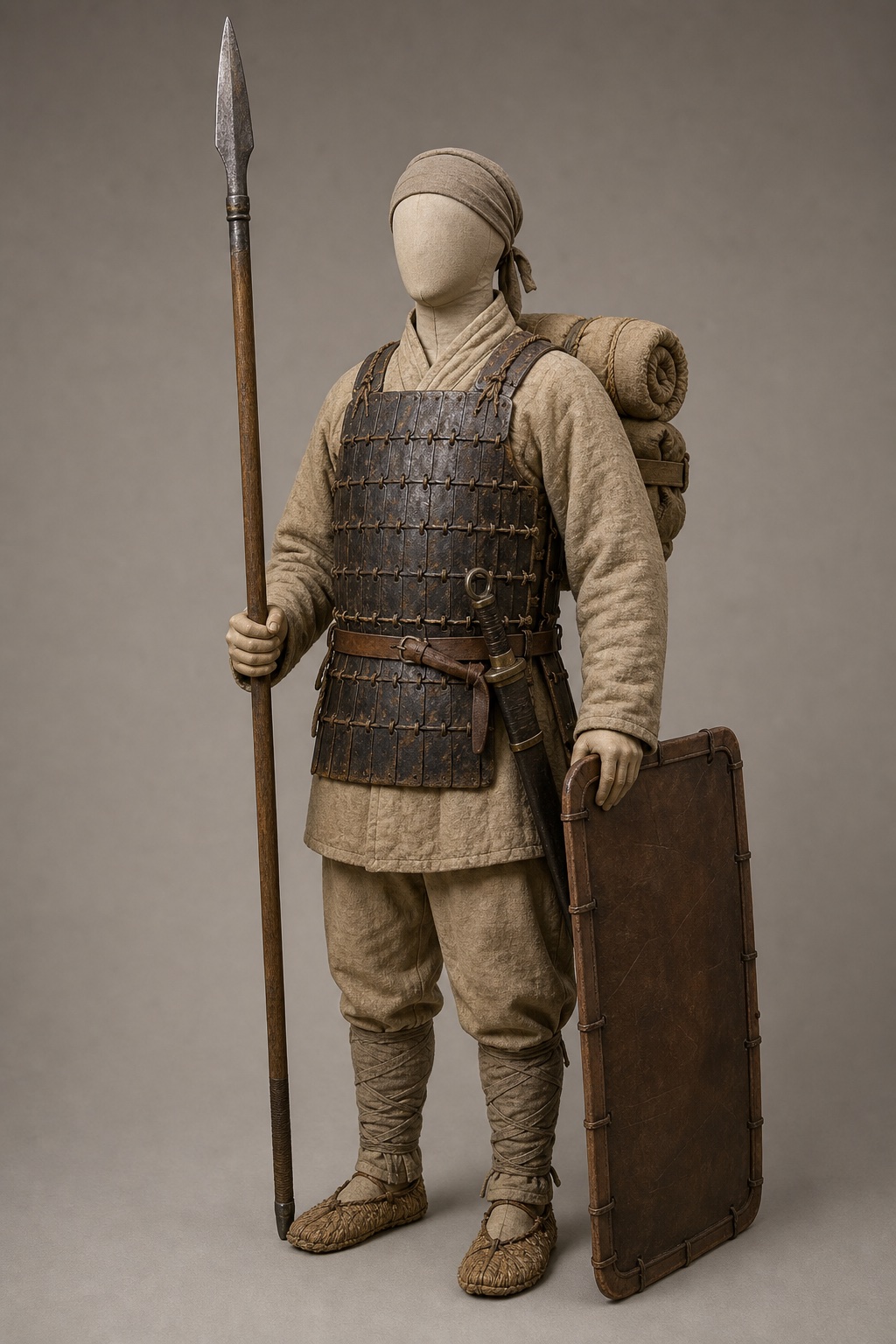 위진 청자 무사용 갑주 (Wei–Jin Celadon Warrior-Figurine Armor) 복식과 무장 장비 복원 이미지