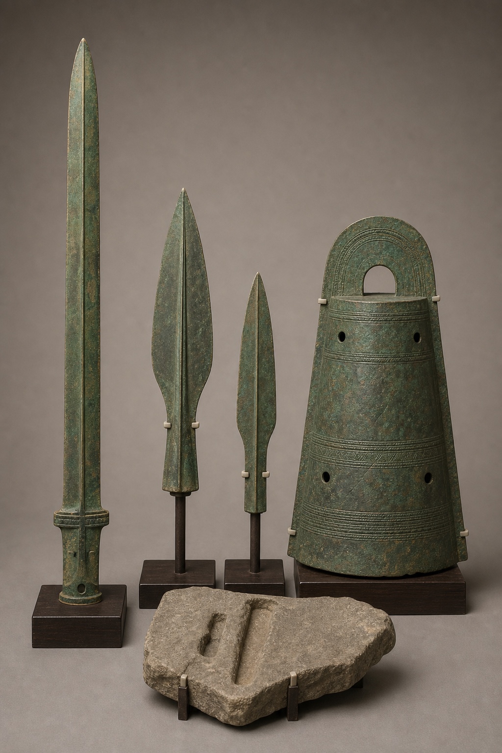 야요이 동과의 무기형에서 제기형으로의 변화 (Yayoi Bronze Halberd: Weapon to Ritual Object) 복식과 무장 장비 복원 이미지