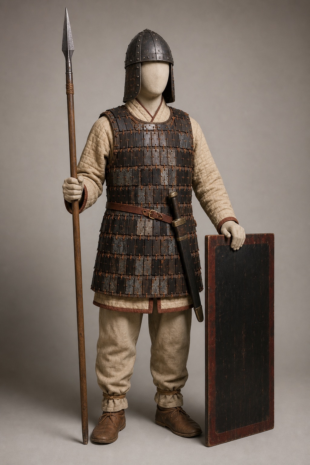 몽촌토성 출토 뼈갑옷편 (Bone Armor Fragments from Mongchontoseong) 복식과 무장 장비 복원 이미지