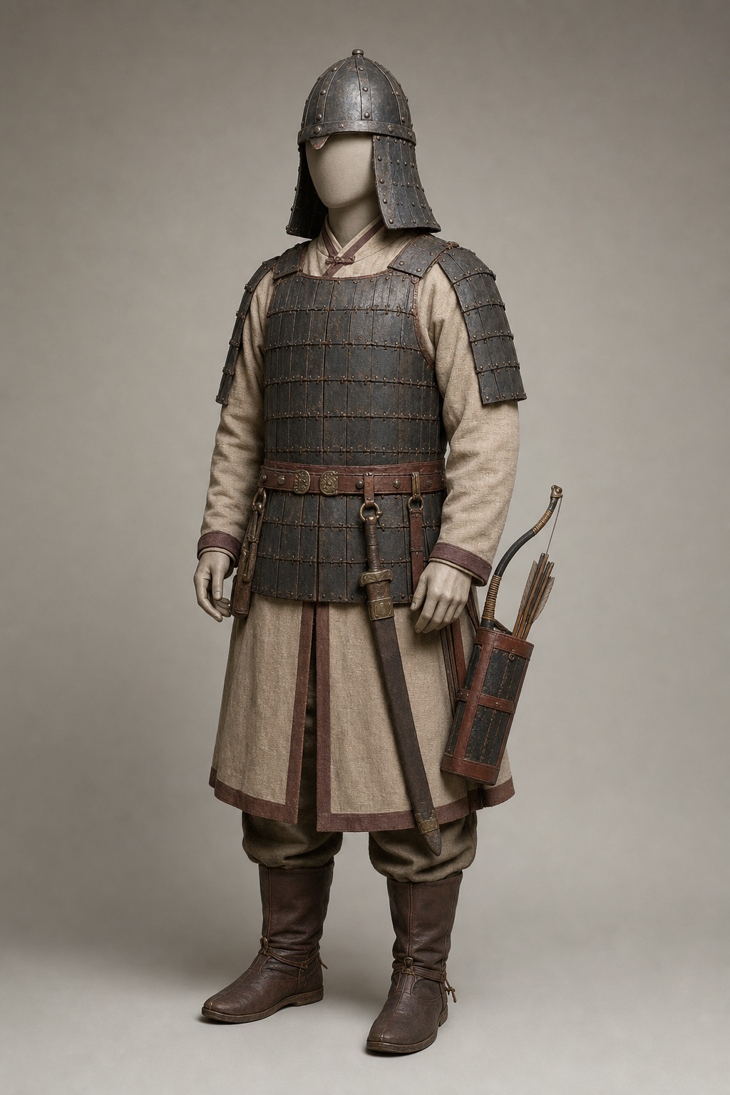 정효공주묘 벽화의 무사상 (Armed Figures in Princess Jeonghyo's Tomb) 복식과 무장 장비 복원 이미지