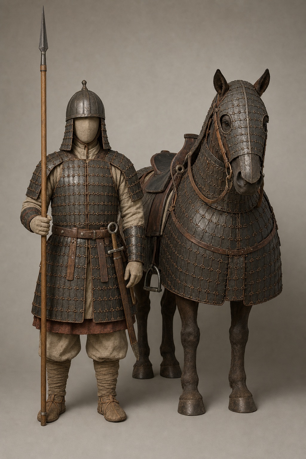 함안 마갑총 말갑옷·말투구 유물 (Haman Magapchong Horse Armor) 복식과 무장 장비 복원 이미지