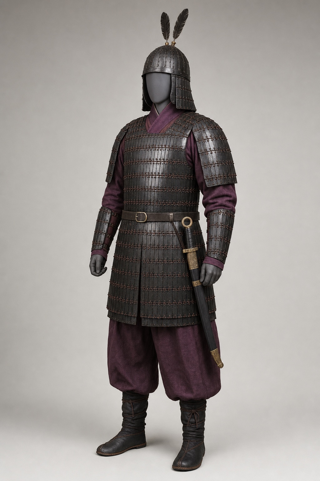 수산리 벽화고분 무장 문지기 도상 (Armed Gatekeeper in Susanri Tomb) 복식과 무장 장비 복원 이미지