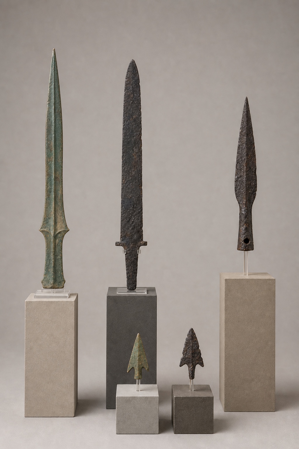고조선 문화권 청동·철기 전환 무기 비교 (Bronze-to-Iron Weapon Transition) 복식과 무장 장비 복원 이미지