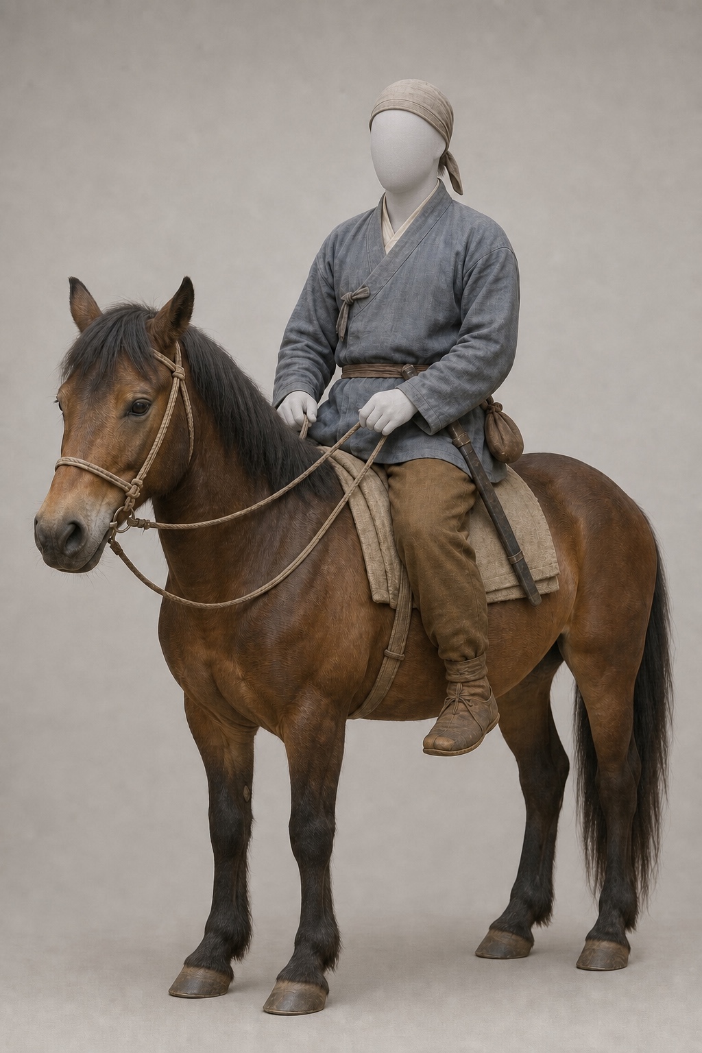 위만조선 기마 연락·호위 전사 추정 복원 (Reconstructed Wiman Joseon Mounted Courier-Guard) 복식과 무장 장비 복원 이미지