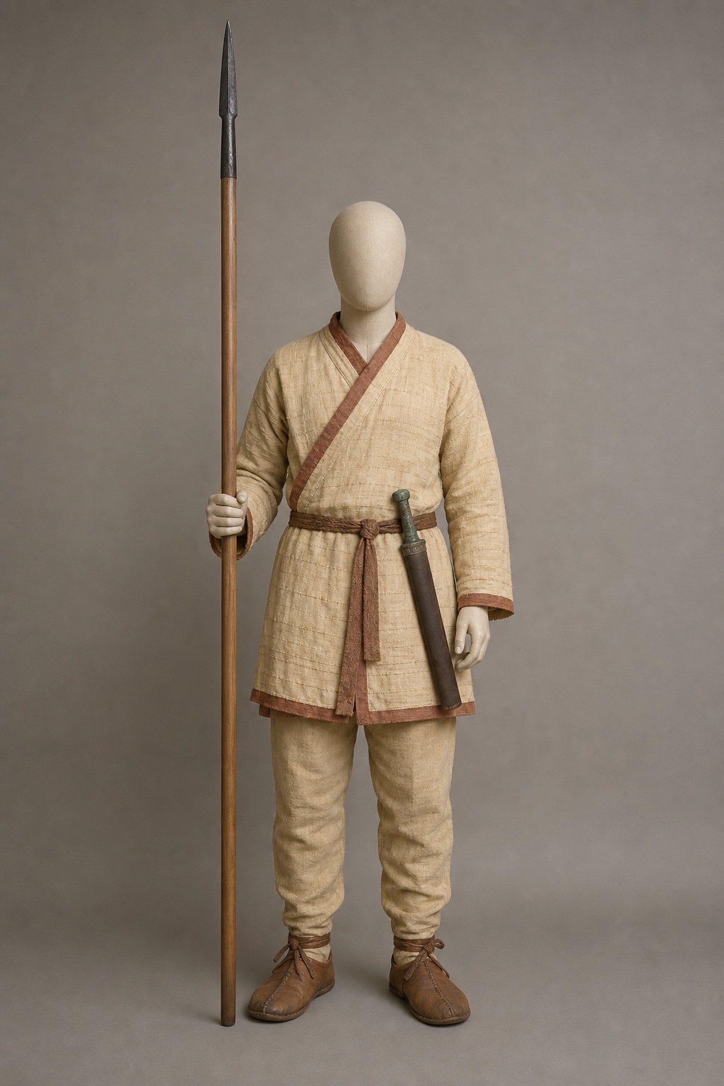 고조선 청동·철기 전환기 보행 전사 (Transitional Gojoseon Foot Warrior) 복식과 무장 장비 복원 이미지