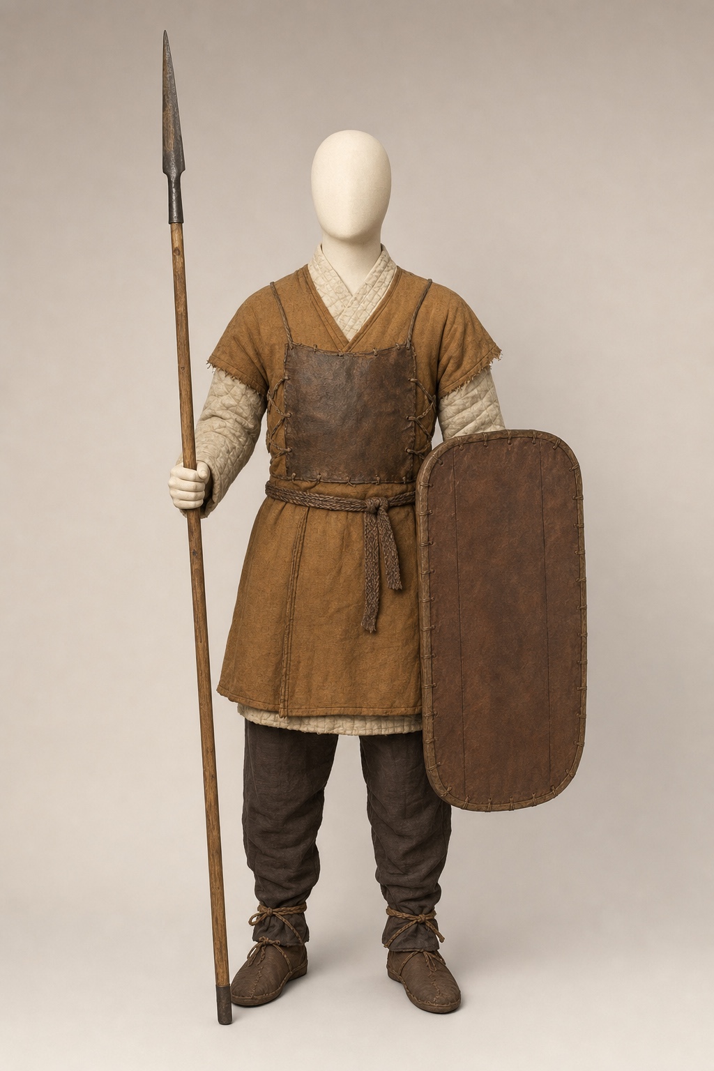 후기 고조선 철제 창 전사 추정 복원 (Reconstructed Late Gojoseon Iron-Spear Warrior) 복식과 무장 장비 복원 이미지