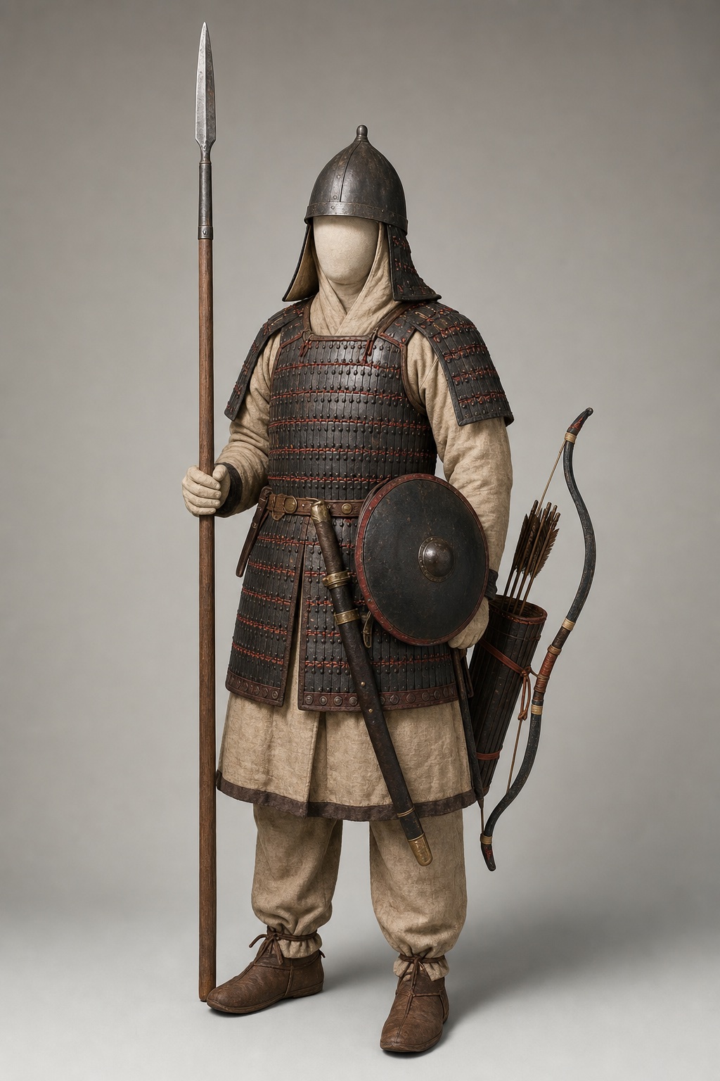 제주 항파두리성 철제 갑옷편 (Iron Armor Fragments from Hangpaduriseong) 복식과 무장 장비 복원 이미지