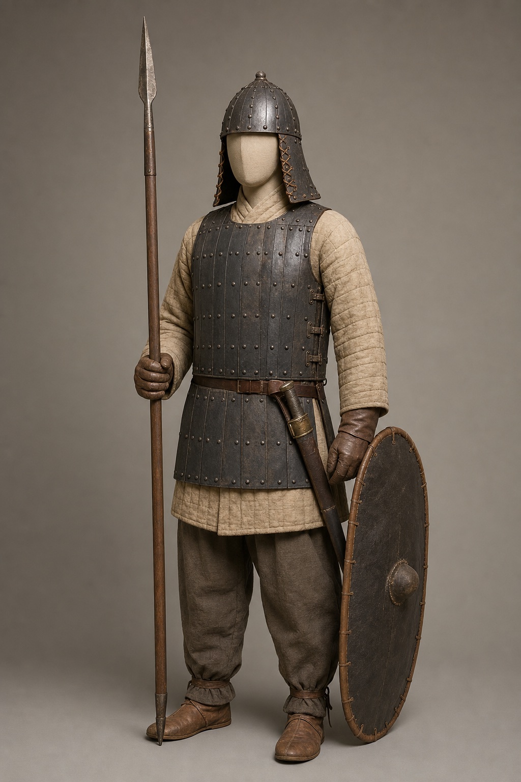 4세기 후반 신라권 종장판갑 비교복원 (Late 4th-Century Silla-Region Plate Armor) 복식과 무장 장비 복원 이미지