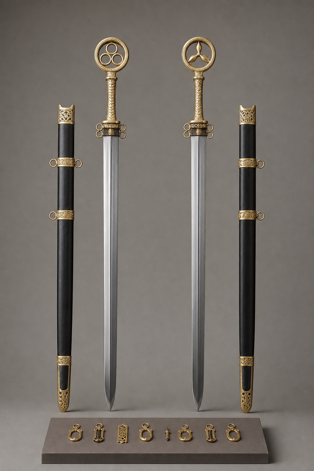 신라 삼엽문·세고리문 환두대도 유형 (Silla Decorated Ring-Pommel Sword Types) 복식과 무장 장비 복원 이미지