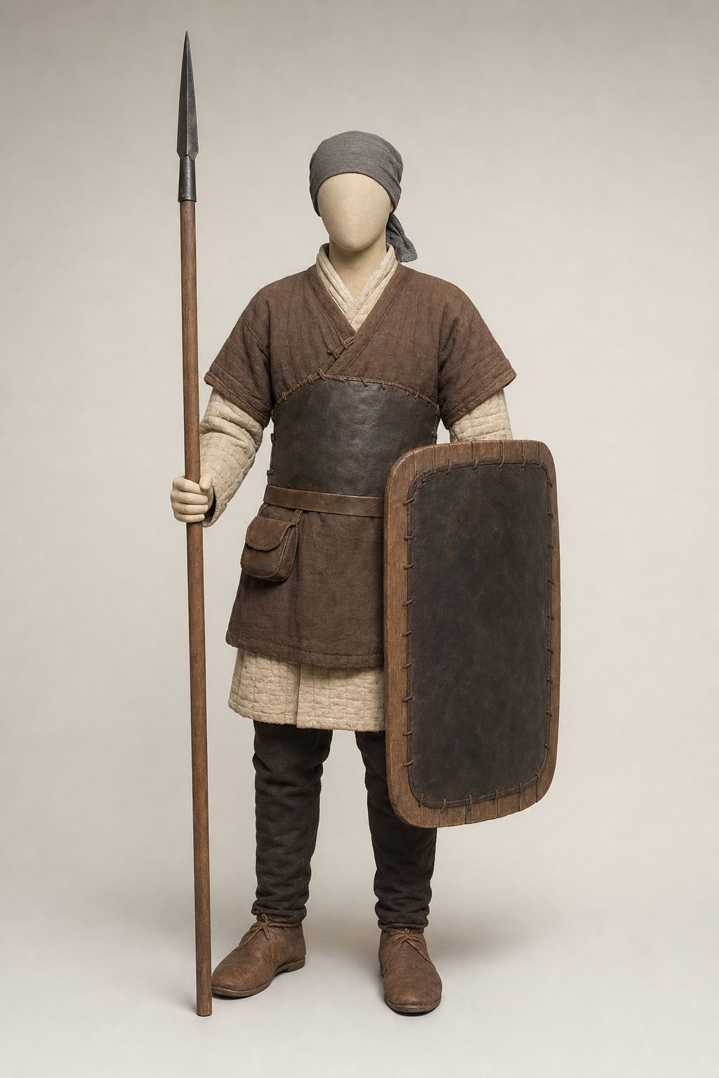 왕검성 방어 보병 추정 복원 (Reconstructed Wanggeom Fortress Guard) 복식과 무장 장비 복원 이미지