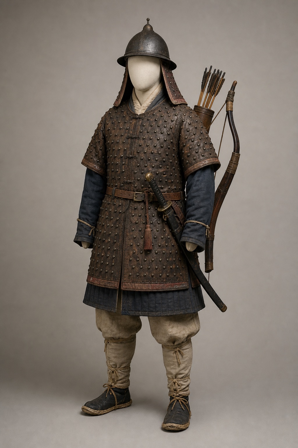 조선 철두정갑 장수 (Joseon Dujeonggap Studded Armor, Field Use) 복식과 무장 장비 복원 이미지