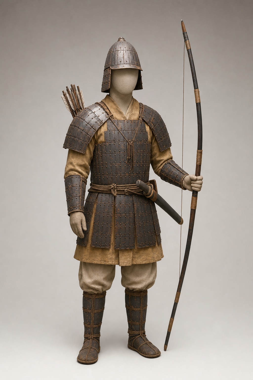 고분시대 하니와 기반 게이코 무인 복원 (Kofun Haniwa Warrior in Keikō) 복식과 무장 장비 복원 이미지