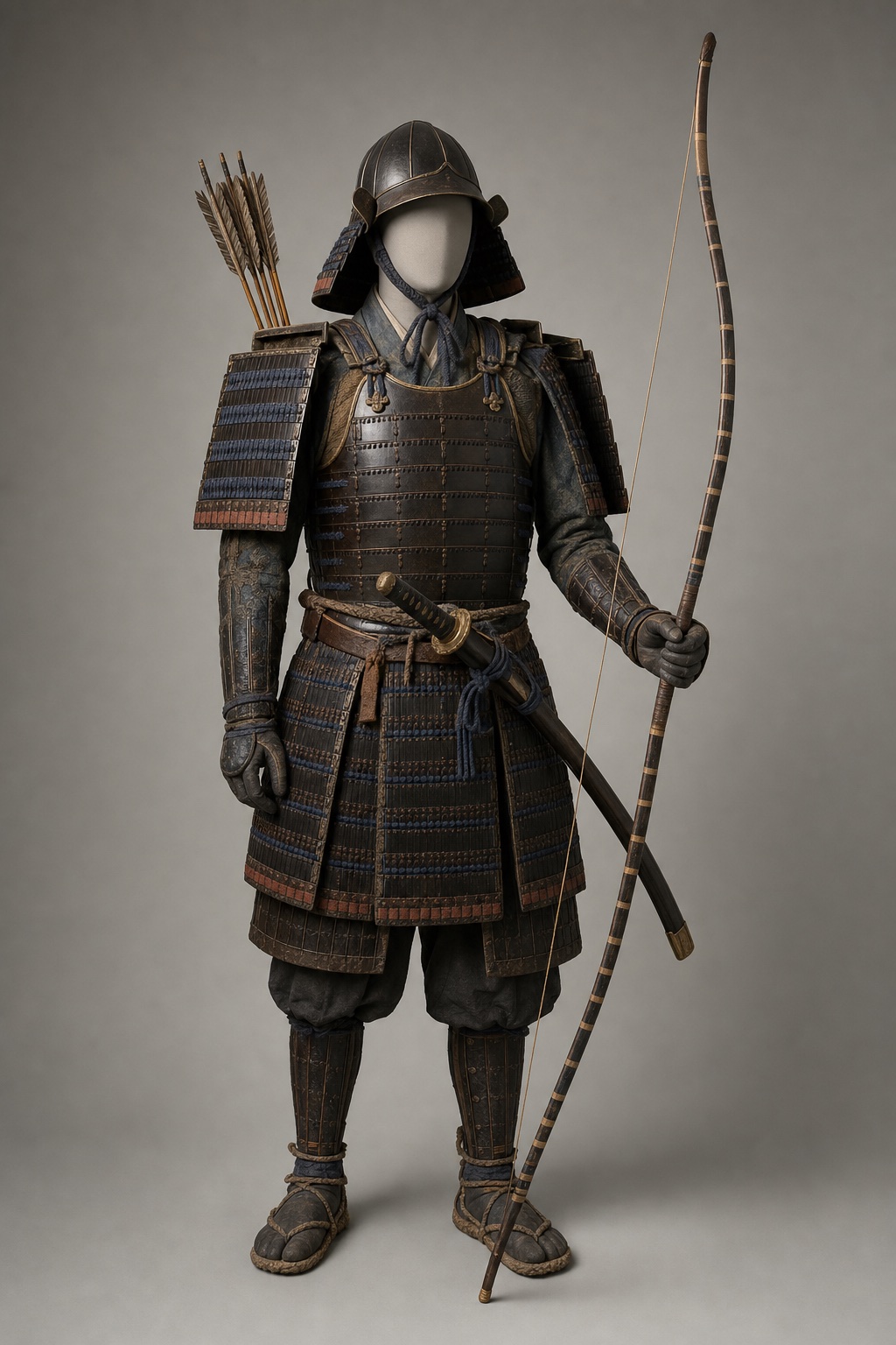 오부스마 사부로 두루마리 기반 엘리트 기마궁수 비교 (Obusuma Saburō Mounted Archer) 복식과 무장 장비 복원 이미지