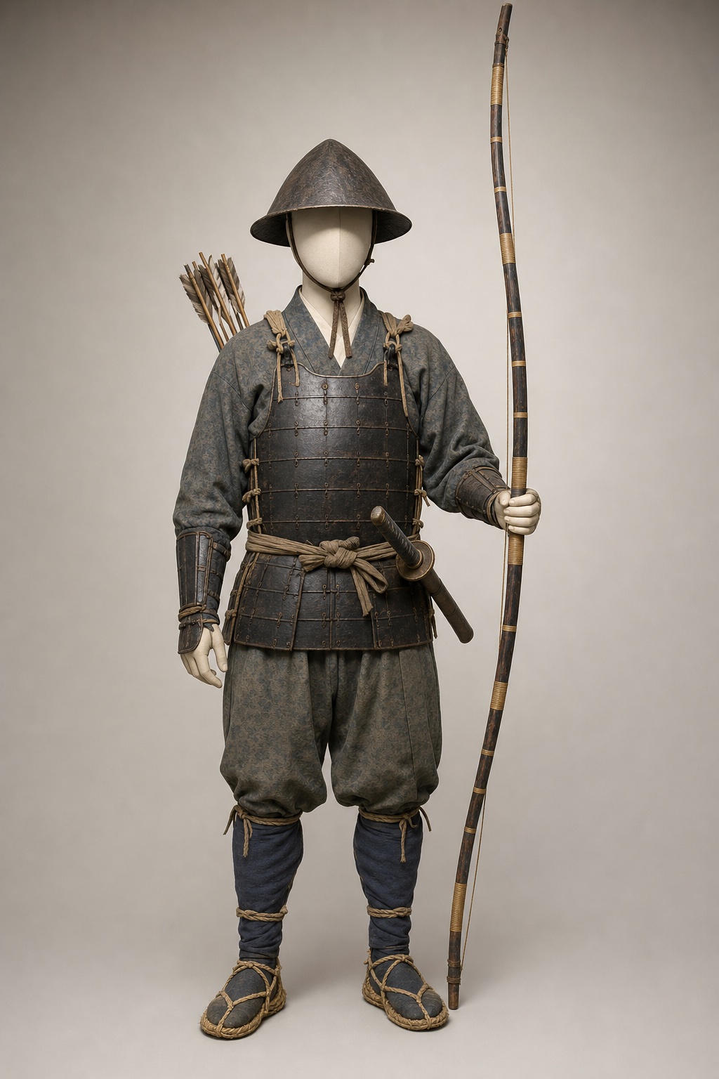 15~16세기 일본 활 출품목록 기반 궁수 비교 (Japanese Archer from an Exhibition List) 복식과 무장 장비 복원 이미지