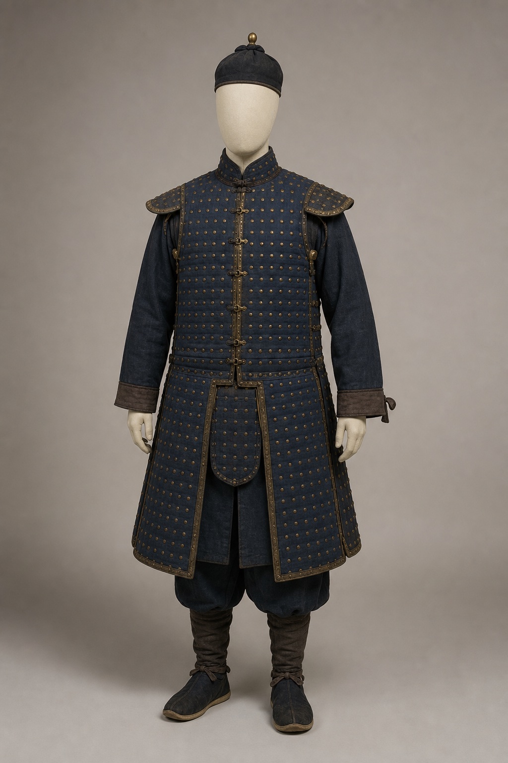 청 기병용 민소매 면갑 (Qing Sleeveless Cavalry Mian Jia) 복식과 무장 장비 복원 이미지