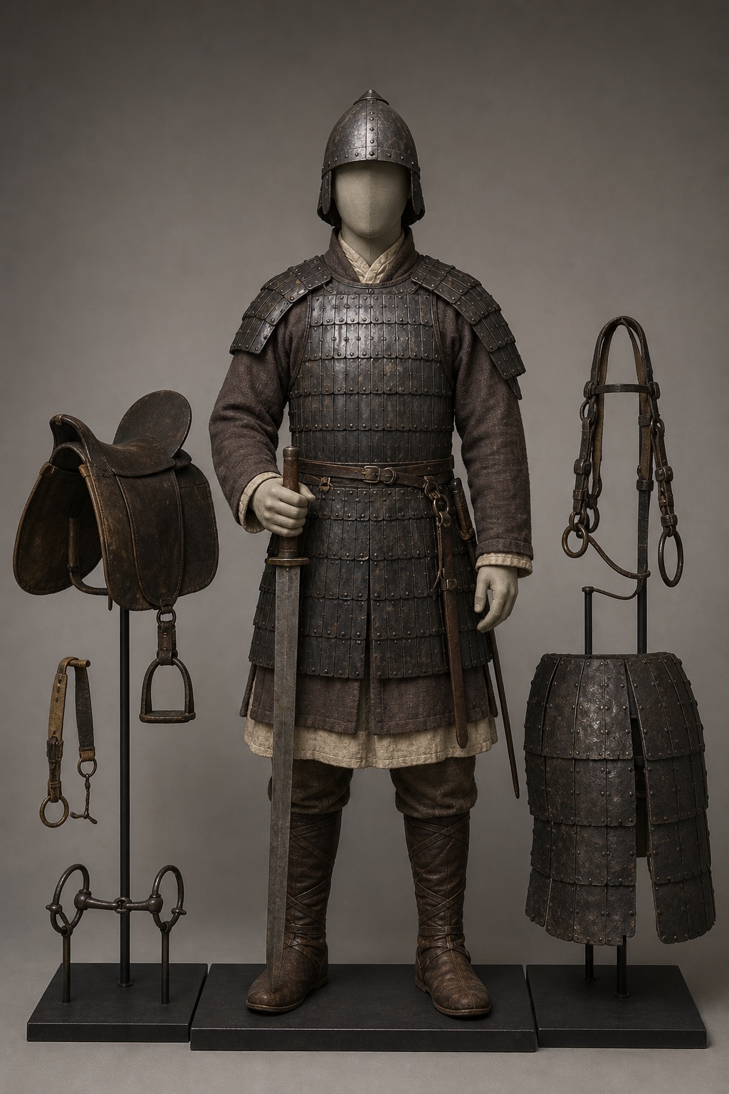 신라 기병 지휘관 추정 무장 (Silla Armored Cavalry Commander) 복식과 무장 장비 복원 이미지