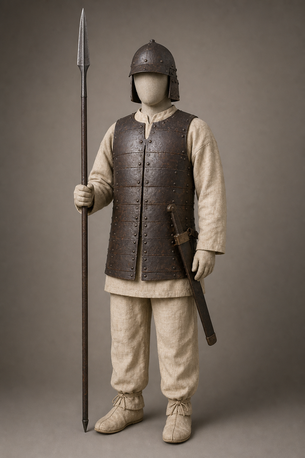 고분시대 단갑 무인 하니와 비교 복원 (Kofun Haniwa Warrior in Tankō) 복식과 무장 장비 복원 이미지