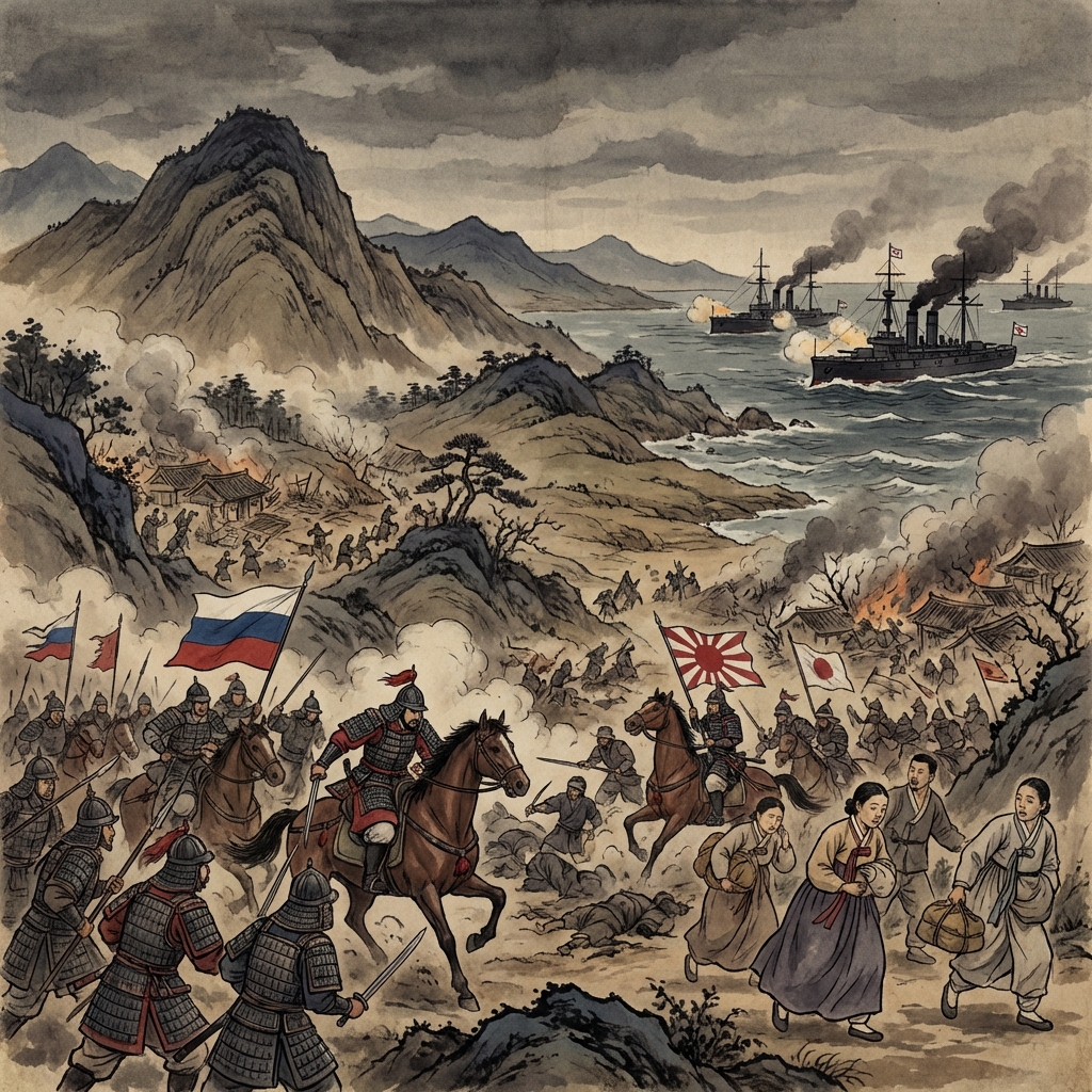러일전쟁과 전장이 된 조국 (서기 1904-1905년) 역사 자료 이미지